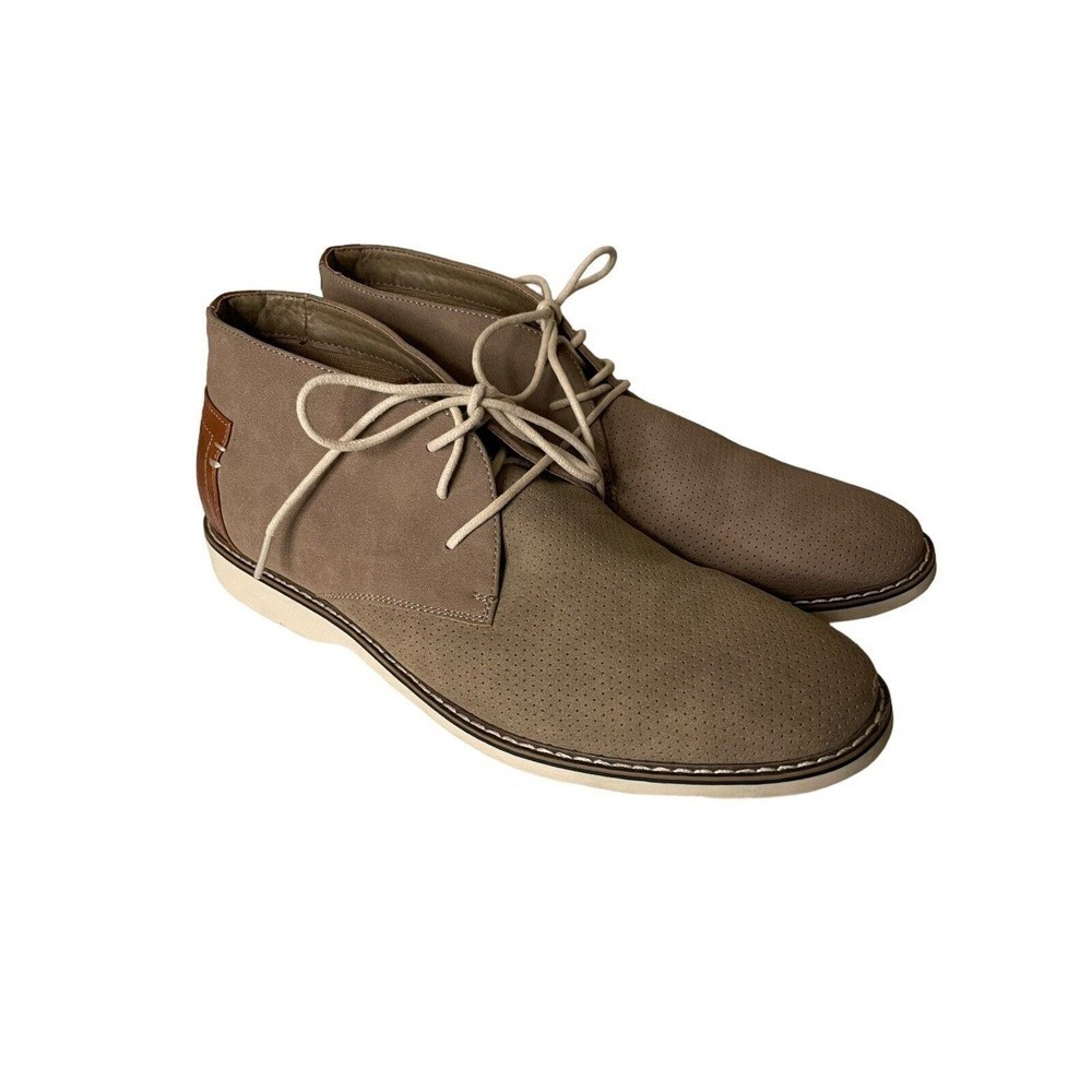Steve Madden M-Devlyn Chukka Boots 11.5 M Gray Faux Leather Lace-Up Shoes Men’s - Picture 1 of 8